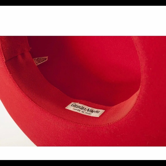 Vintage 1980s Giorgio Armani Red wool fedora hat - Picture 3 of 3
